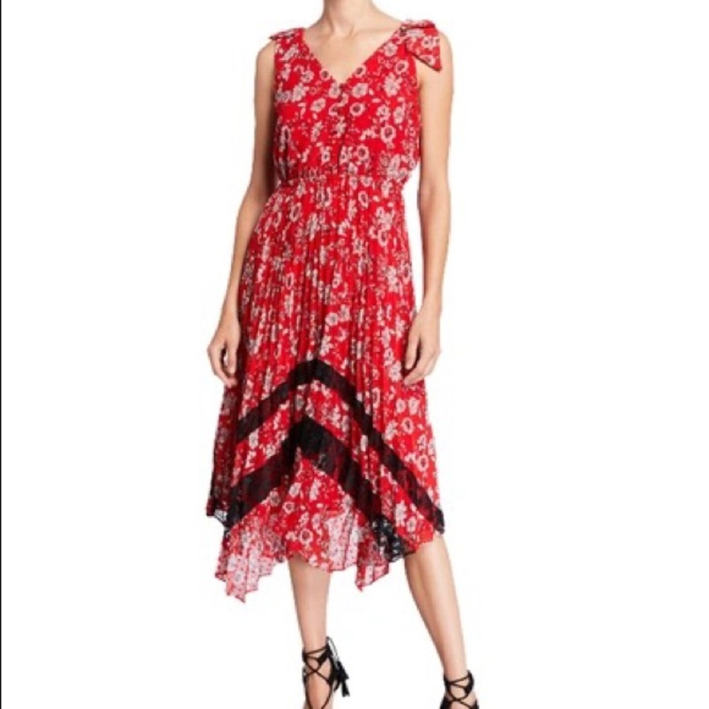 Nanette Lepore floral Ruby Red midi Dress